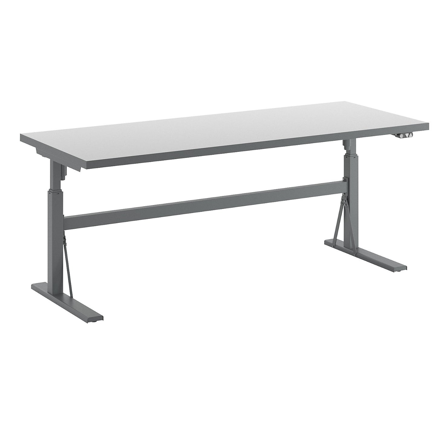 Work table, electrically height adjustable - load capacity 300 kg, height 680 - 1165 mm, white HPL worktop, WxD 2000 x 800 mm.