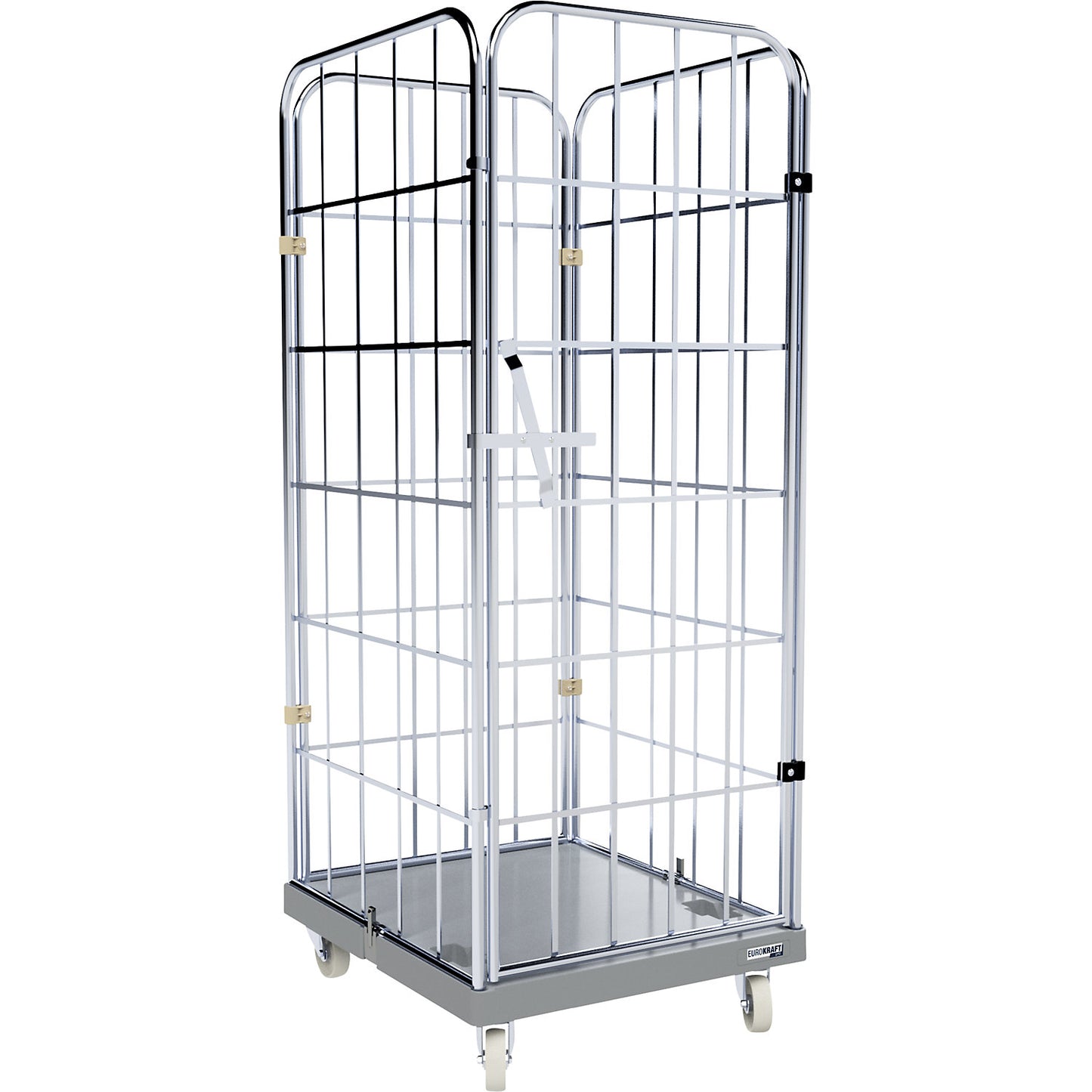 Hygienic plastic transport dolly, closed, with stainless chassis, telegrey.