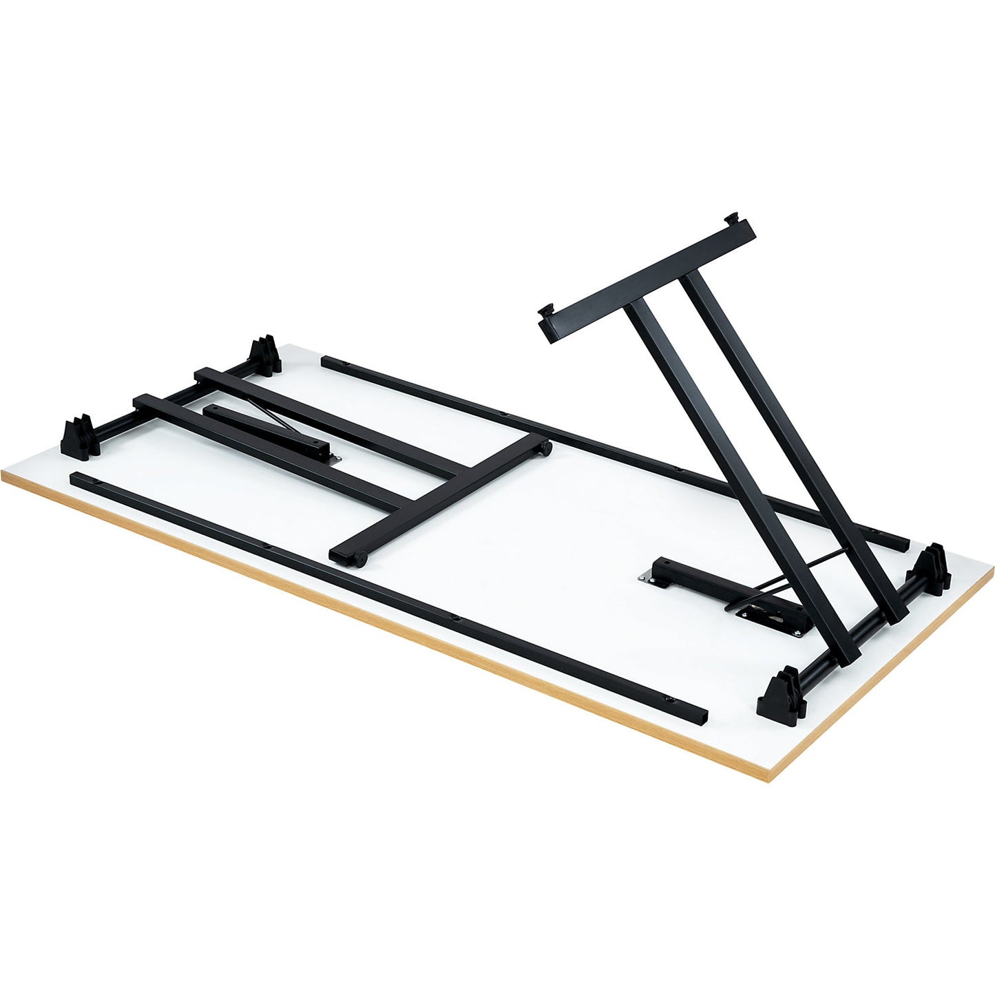 F25 folding table, WxD 1200 x 800 mm, beech finish worktop, black frame.