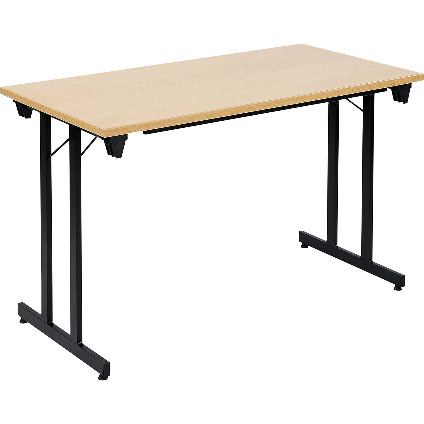 F25 folding table, WxD 1200 x 600 mm, beech finish worktop, black frame.