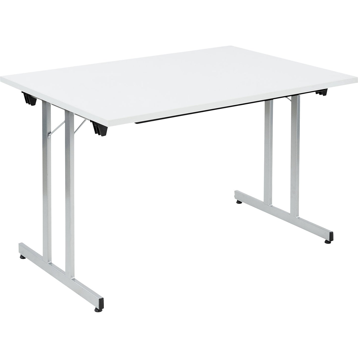 F25 folding table, WxD 1200 x 800 mm, light grey worktop, aluminium silver frame.