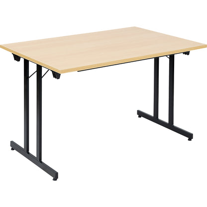 F25 folding table, WxD 1200 x 800 mm, beech finish worktop, black frame.