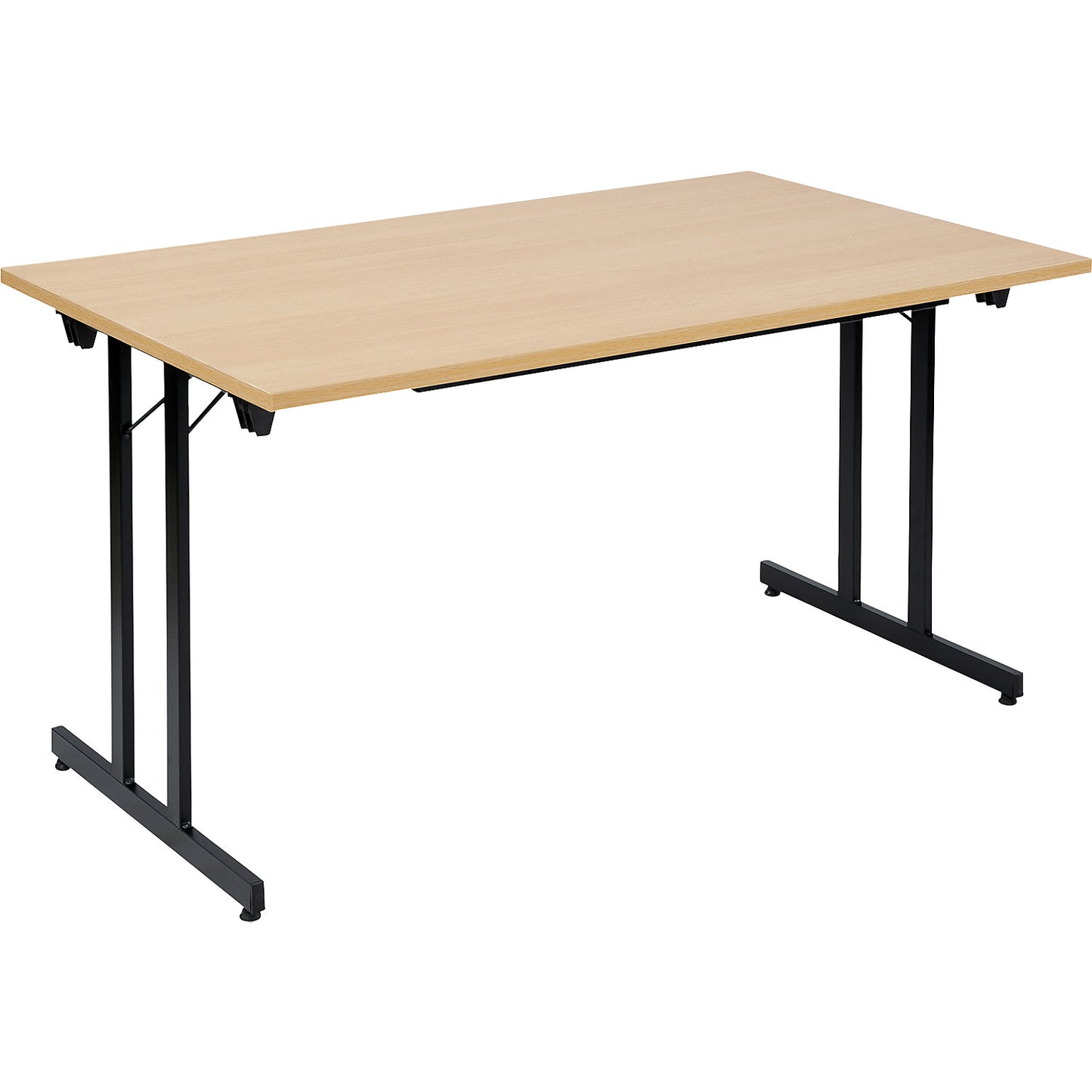 F25 folding table, WxD 1400 x 800 mm, beech finish worktop, black frame.