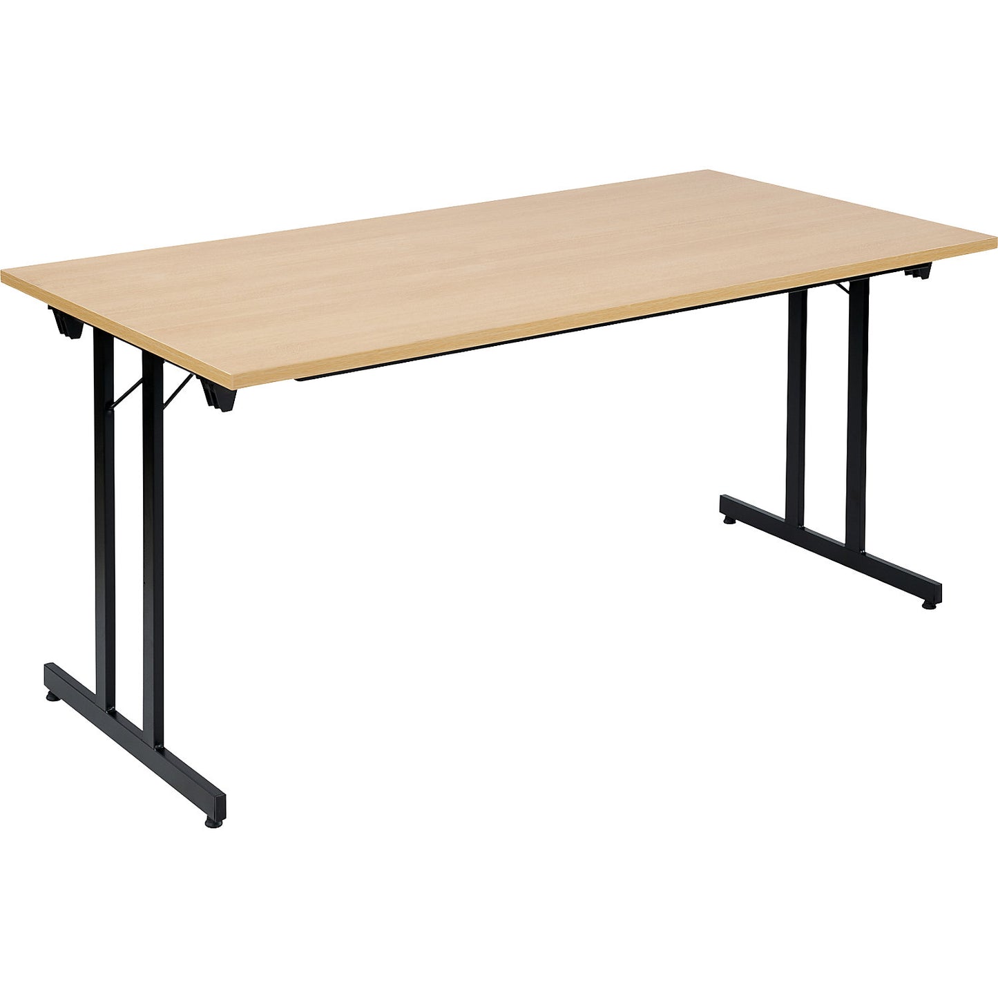 F25 folding table, WxD 1600 x 800 mm, beech finish worktop, black frame.