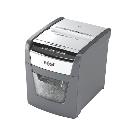 Optimum AutoFeed+ 50X document shredder, collection capacity 20 l, particles, 6 sheets.