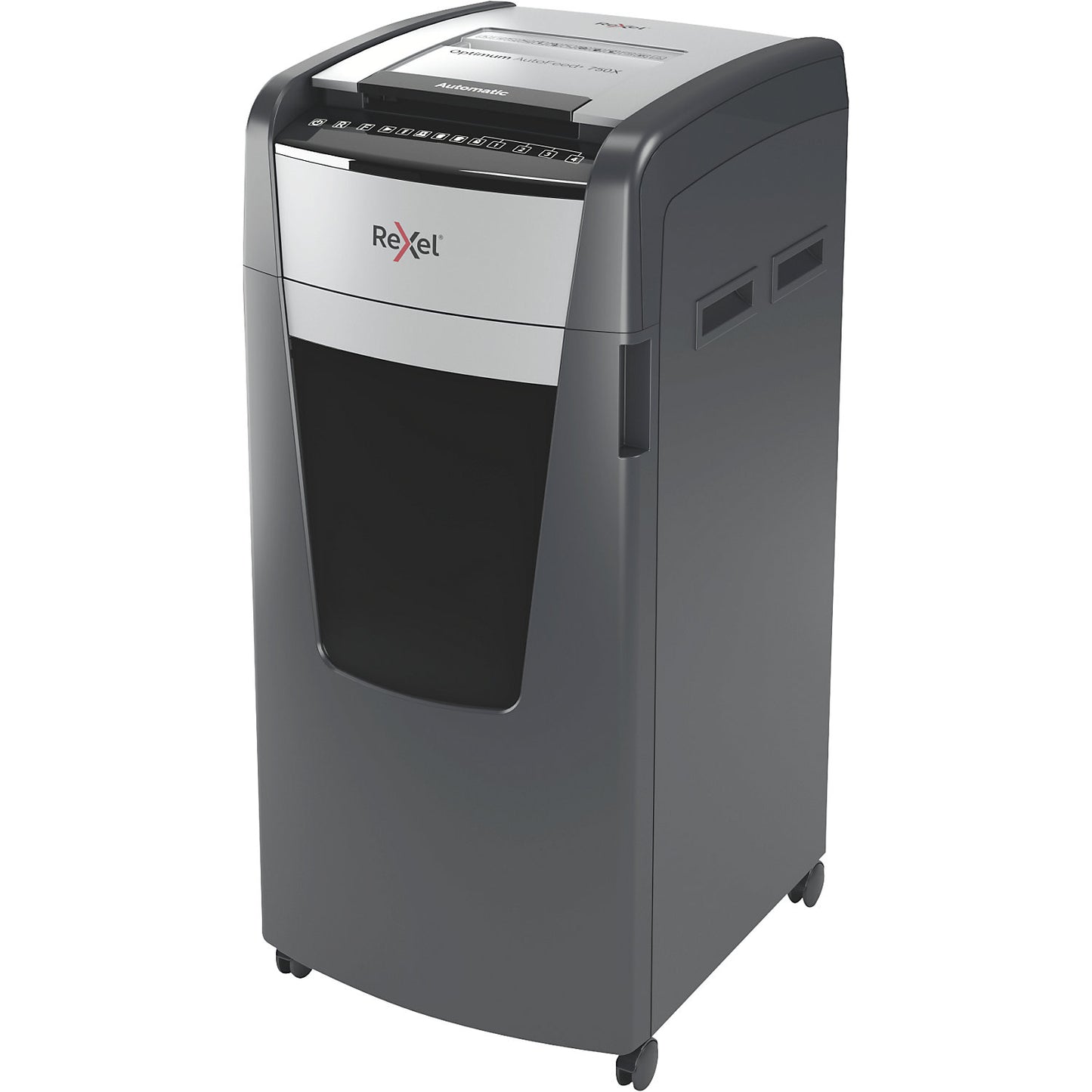 Optimum AutoFeed+ 750X document shredder, collection capacity 140 l, particles, 20 sheets.
