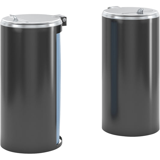 Sheet steel waste collector, for capacity 120 l, front concealed, charcoal with silver coloured plastic lid.