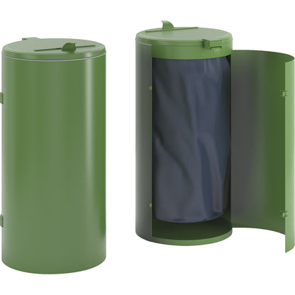 Sheet steel waste collector, for capacity 120 l, with single door, green with green plastic lid.