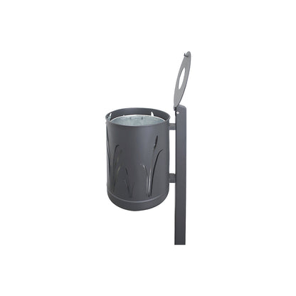 Outdoor waste collector 50 l, for concreting in, black grey, structured.