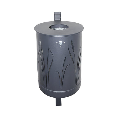 Outdoor waste collector 50 l, for concreting in, black grey, structured.