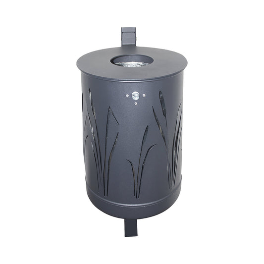 Outdoor waste collector 50 l, for concreting in, black grey, structured.