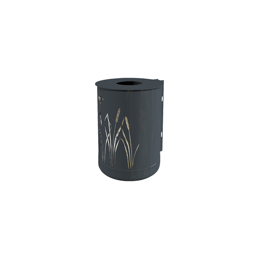 Outdoor waste collector 50 l, for mounting to a wall or a post, charcoal.