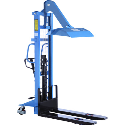 High lift stacker with waste compactor, for 800 and 1100 l waste containers, lifting range 90 - 1600 mm.
