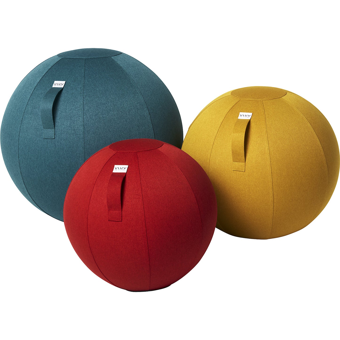 LEIV Swiss ball, fabric cover with the appearance of canvas, 600 - 650 mm, mustard yellow.