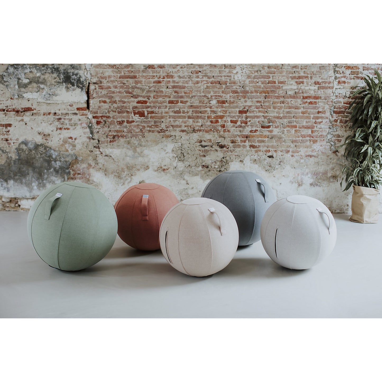 SOVA Swiss ball, fabric cover in natural colours, 600 - 650 mm, pesto green.