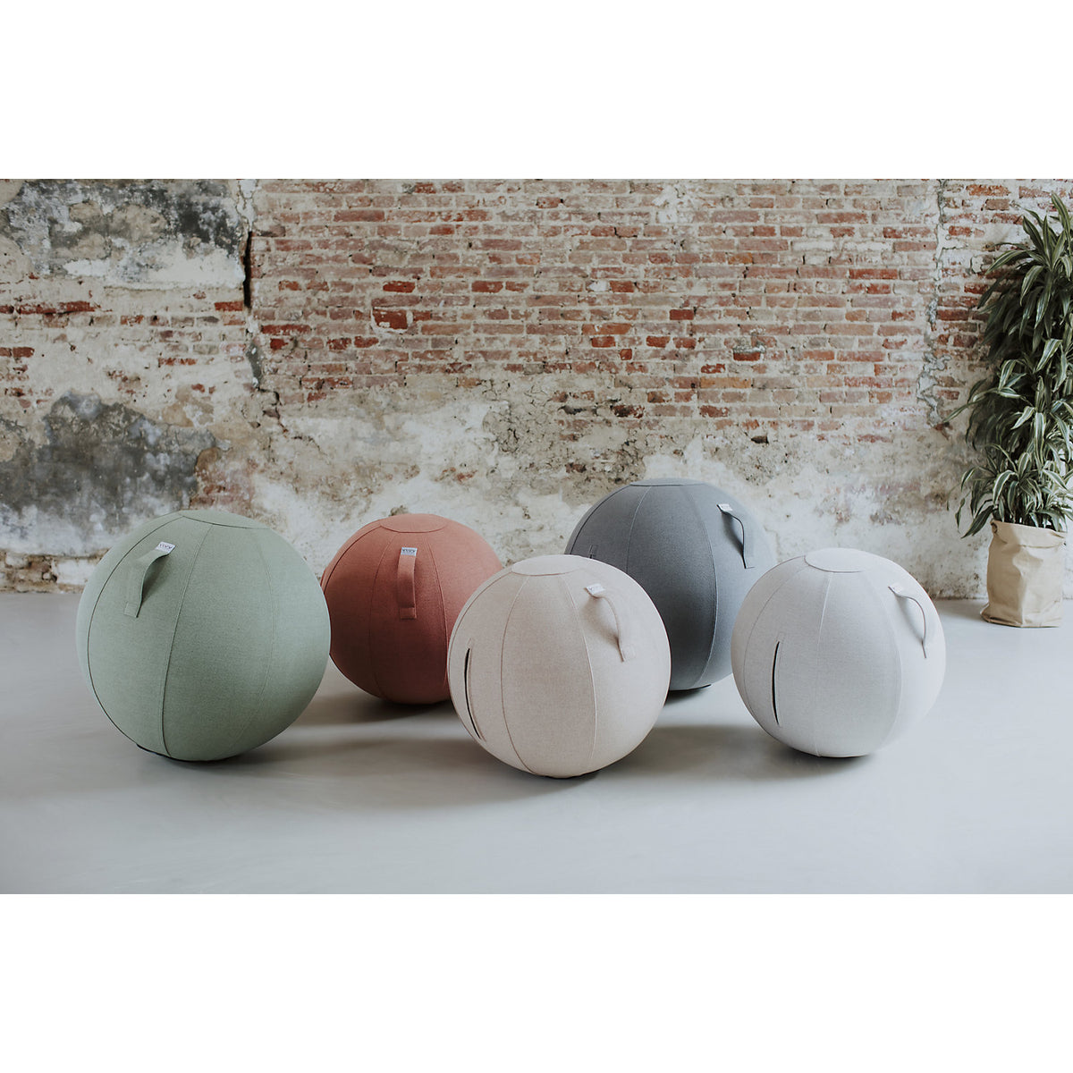 SOVA Swiss ball, fabric cover in natural colours, 600 - 650 mm, salmon orange.