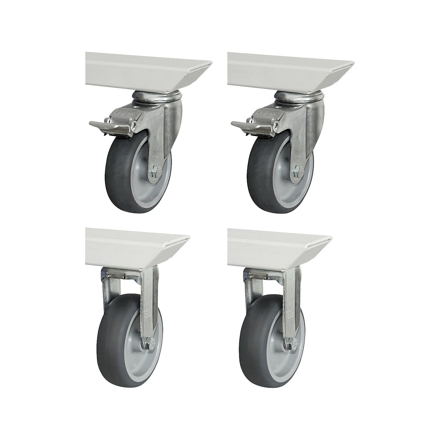 Set of castors for adlatus 150, 2 swivel castors with wheel stop + 2 fixed castors, LxW 30 x 100 mm.