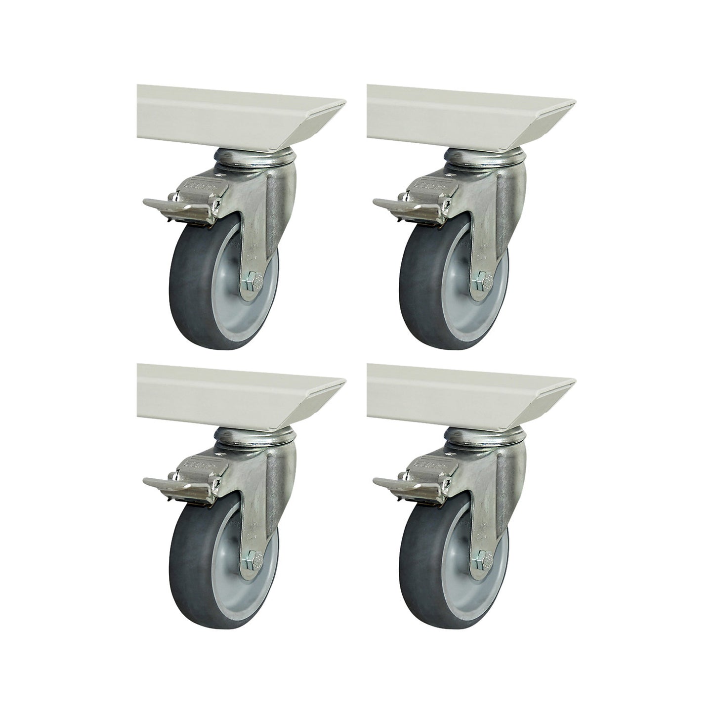 Set of castors for adlatus 150, 4 swivel castors with wheel stops, LxW 30 x 100 mm.