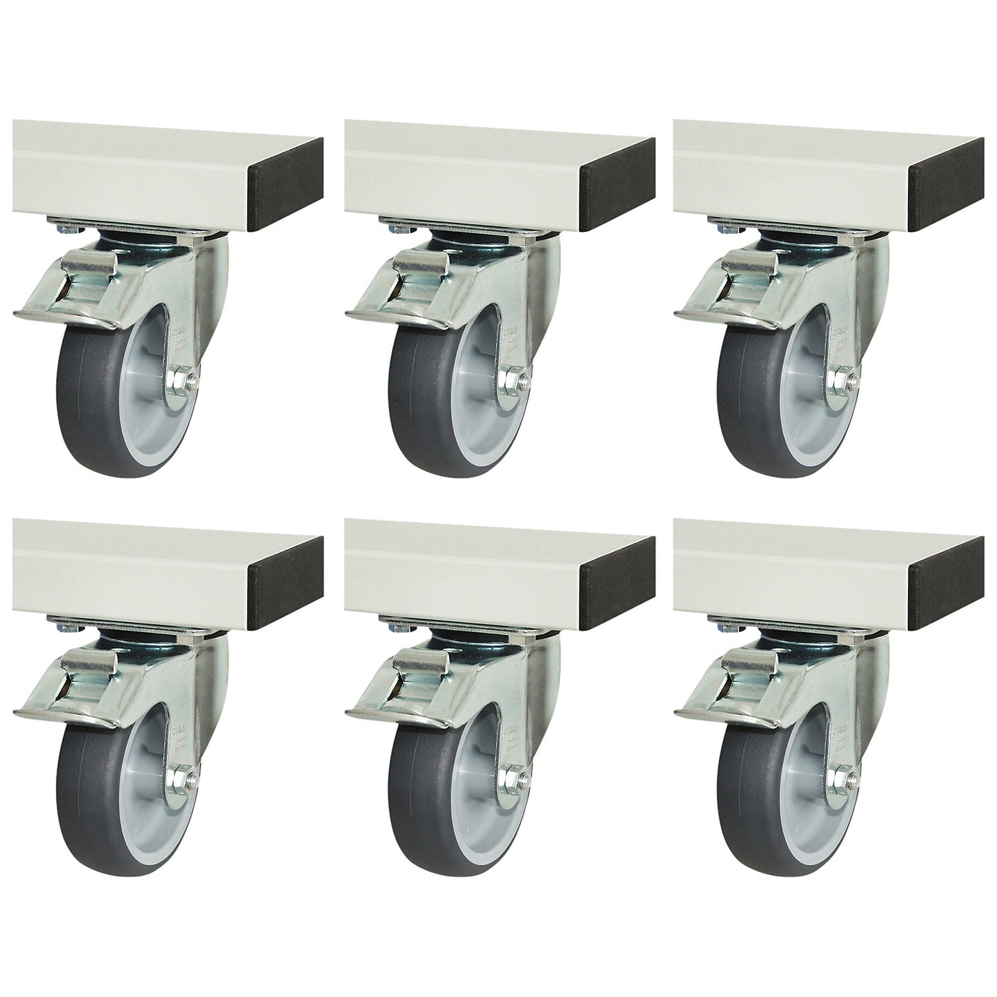 Set of castors for adlatus 300, 6 swivel castors with wheel stops, WxL 100 x 30 mm.
