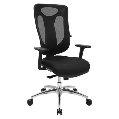 NET PRO 100 AL office swivel chair, with armrests and aluminium five star base, black.