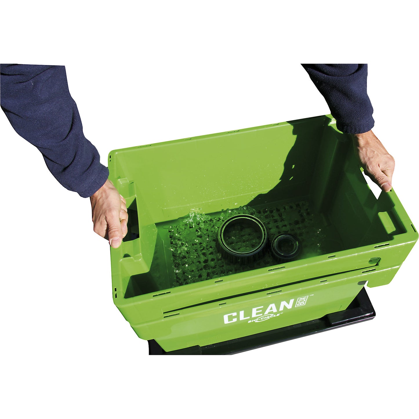 CLEAN BOX small parts cleaner, max. filling quantity 50 l, with lid and immersion basket.