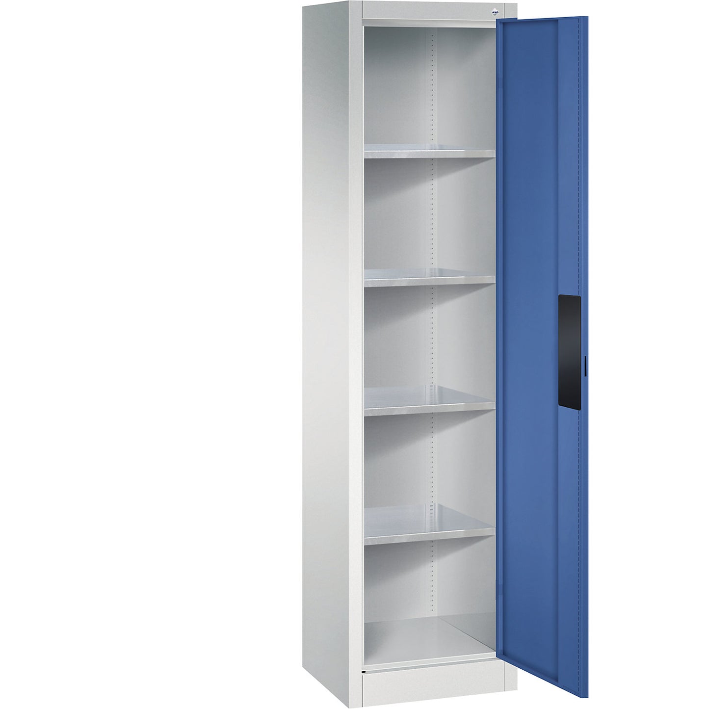 Heavy duty workshop cupboard, width 502 mm, depth 400 mm, gentian blue door.
