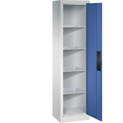 Heavy duty workshop cupboard, width 502 mm, depth 400 mm, gentian blue door.