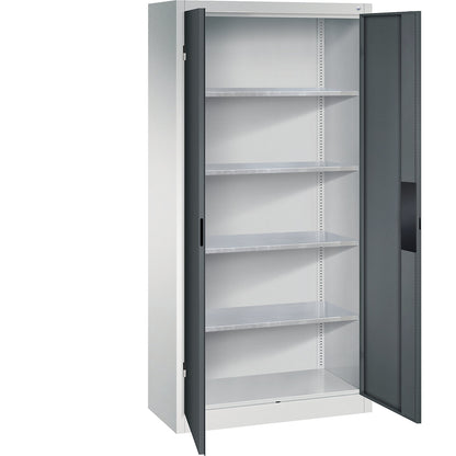 Heavy duty workshop cupboard, width 930 mm, depth 400 mm, charcoal door.