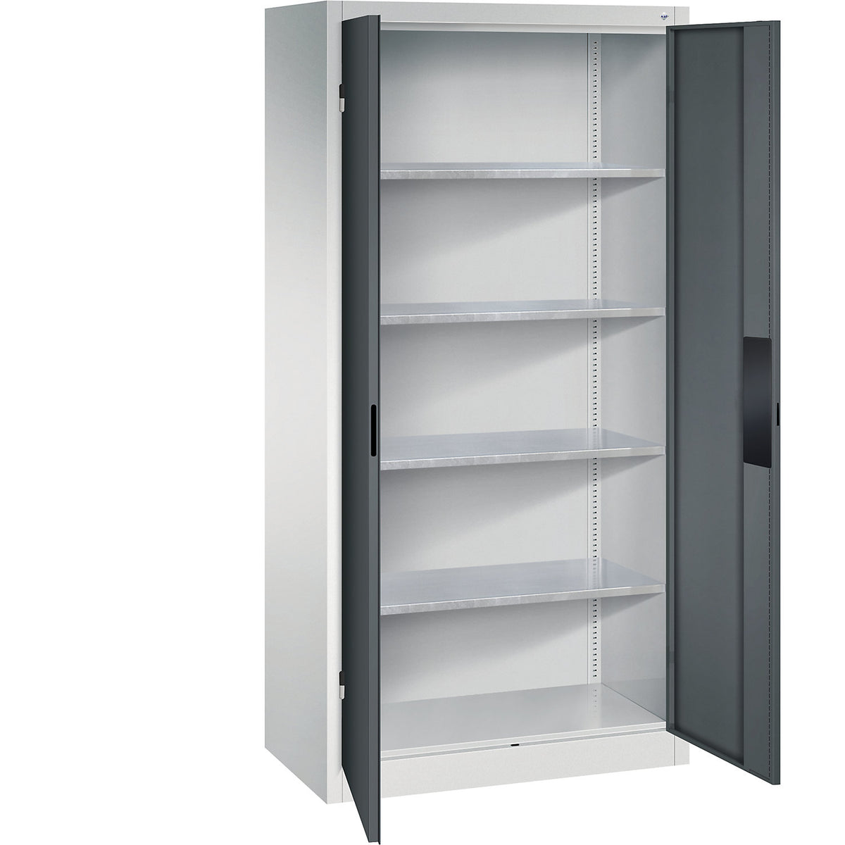 Heavy duty workshop cupboard, width 930 mm, depth 500 mm, charcoal door.