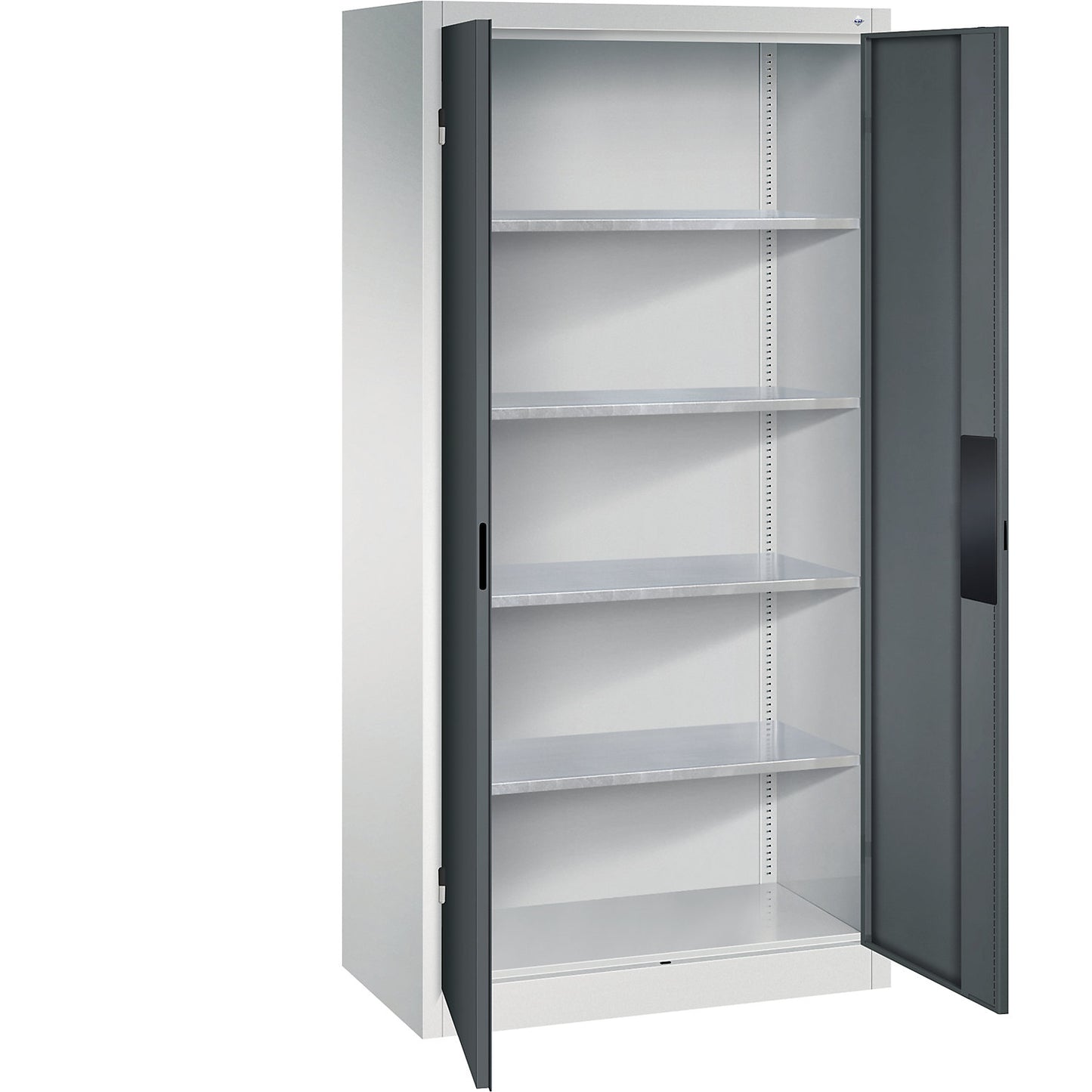 Heavy duty workshop cupboard, width 930 mm, depth 500 mm, charcoal door.