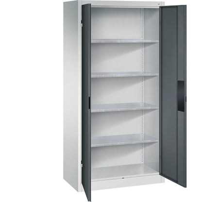 Heavy duty workshop cupboard, width 930 mm, depth 500 mm, charcoal door.
