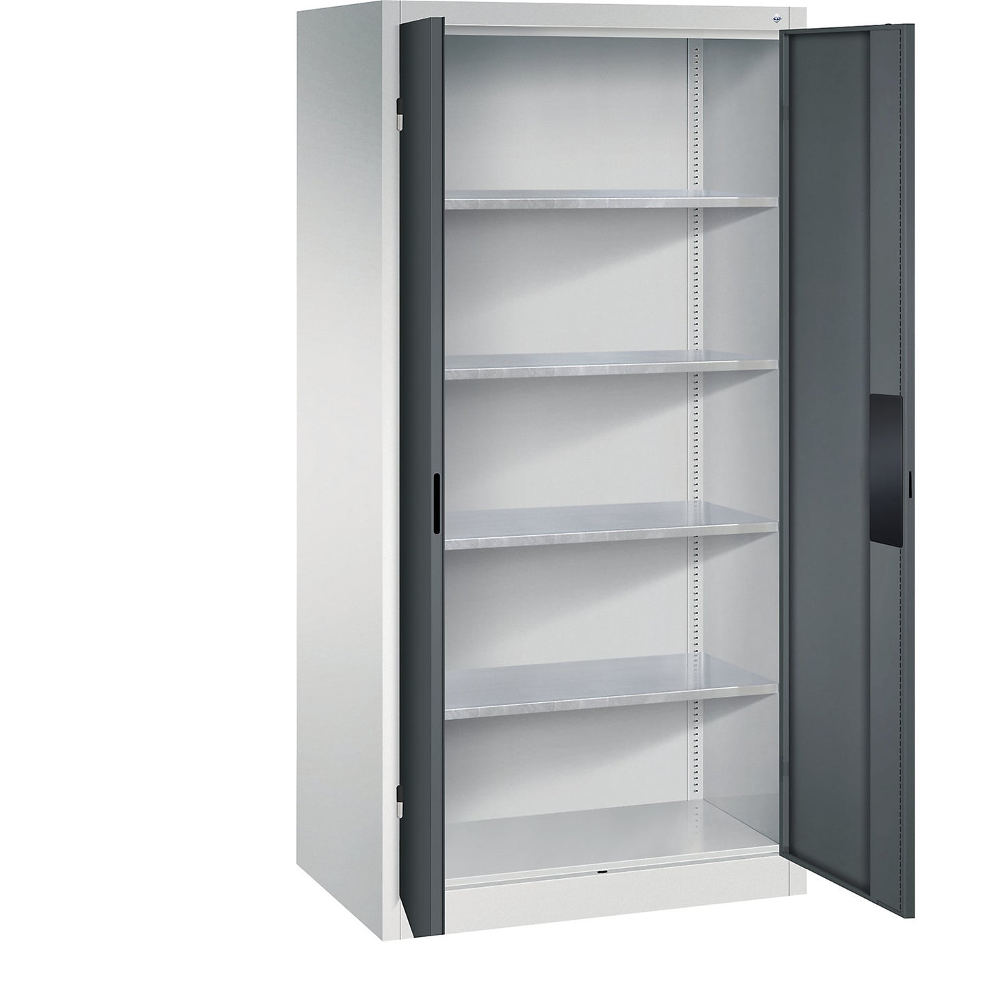 Heavy duty workshop cupboard, width 930 mm, depth 600 mm, charcoal door.
