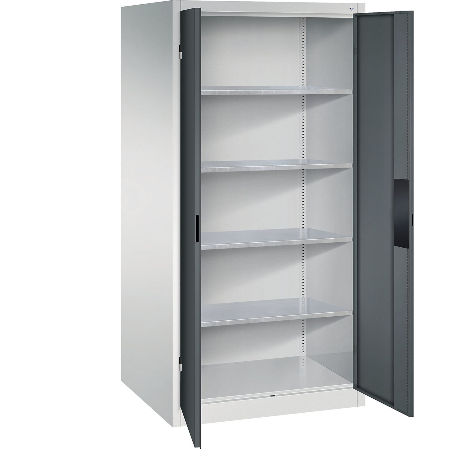 Heavy duty workshop cupboard, width 930 mm, depth 800 mm, charcoal door.