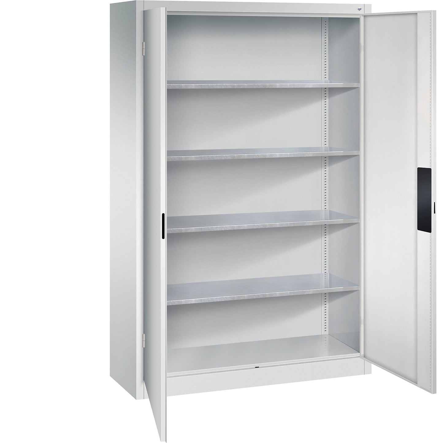 Heavy duty workshop cupboard, width 1200 mm, depth 400 mm, light grey door.