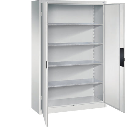 Heavy duty workshop cupboard, width 1200 mm, depth 400 mm, light grey door.