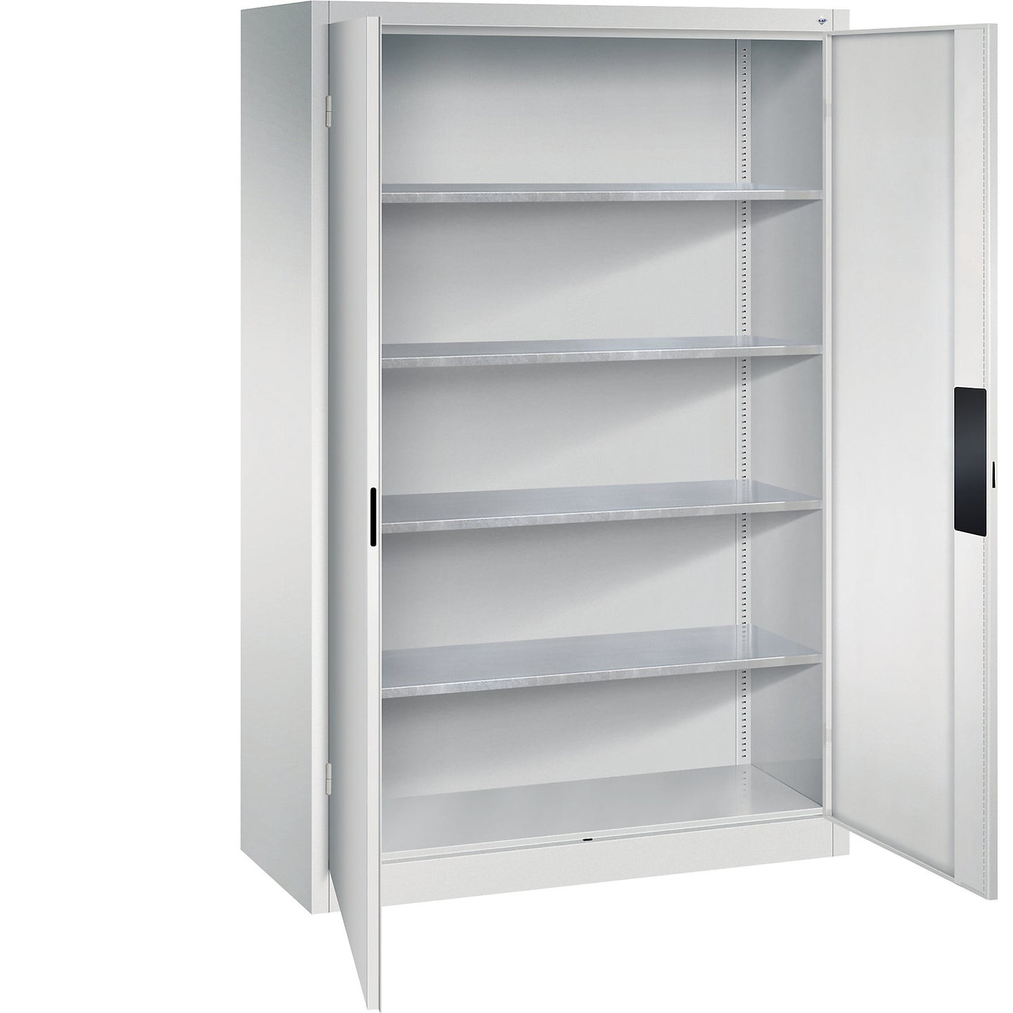 Heavy duty workshop cupboard, width 1200 mm, depth 500 mm, light grey door.