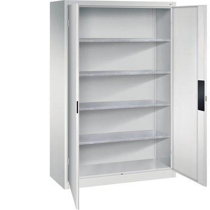 Heavy duty workshop cupboard, width 1200 mm, depth 500 mm, light grey door.