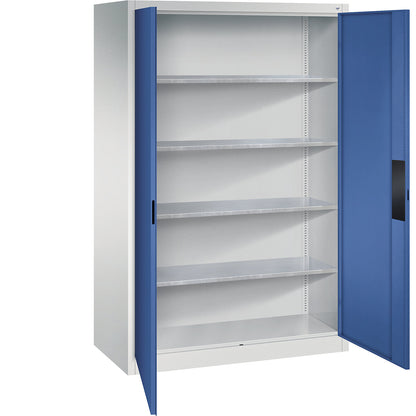 Heavy duty workshop cupboard, width 1200 mm, depth 600 mm, gentian blue door.