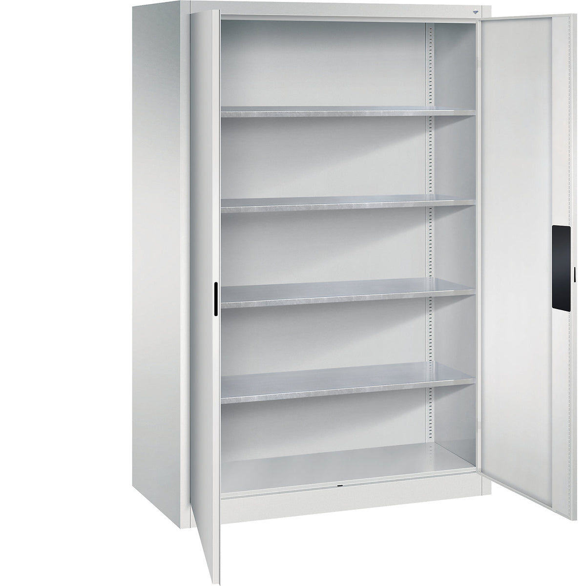 Heavy duty workshop cupboard, width 1200 mm, depth 600 mm, light grey door.