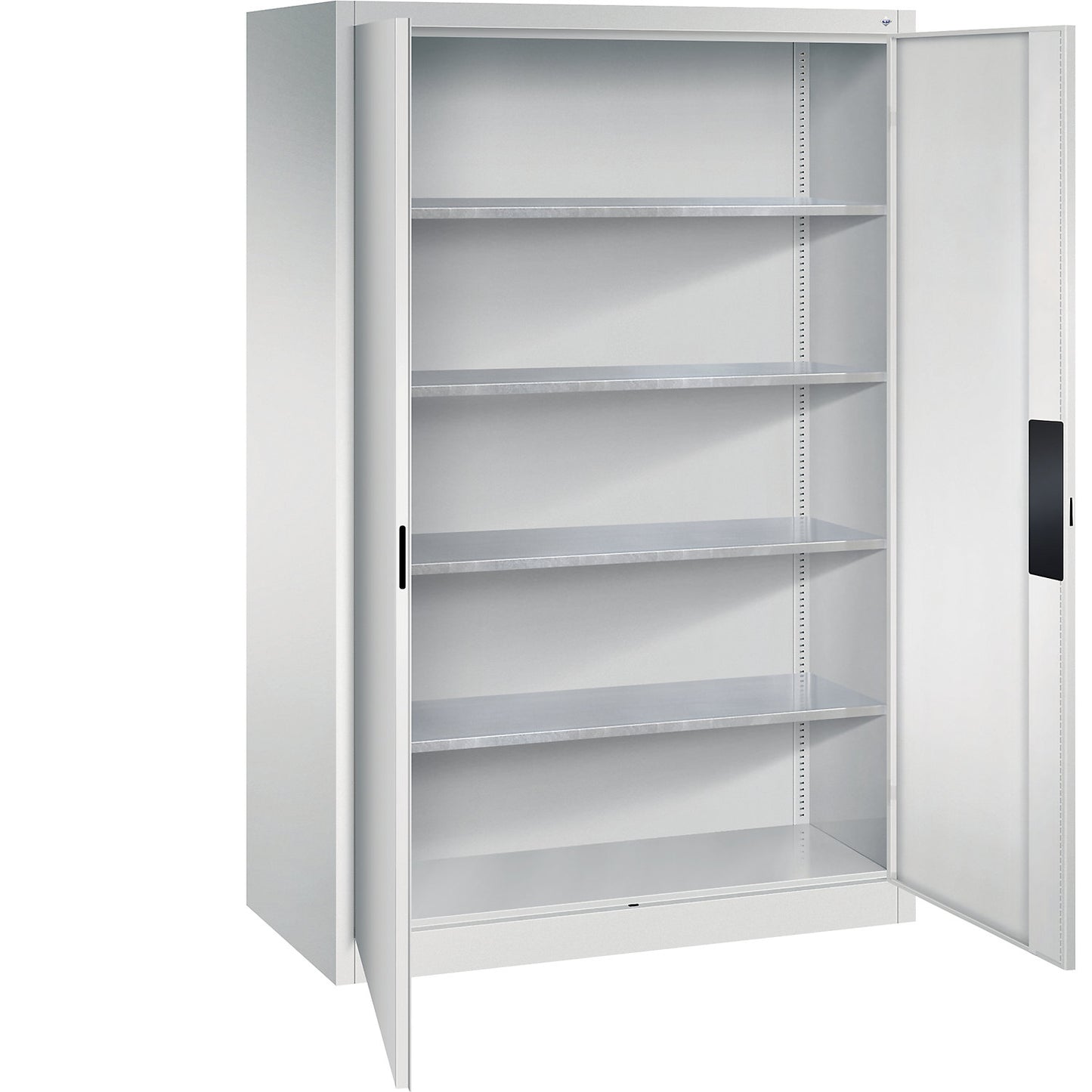 Heavy duty workshop cupboard, width 1200 mm, depth 600 mm, light grey door.