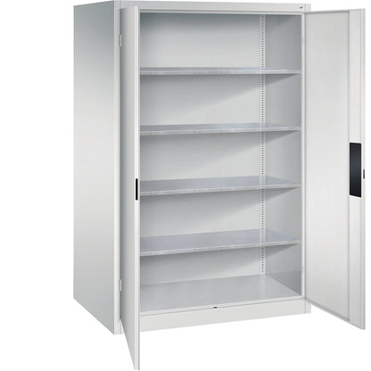 Heavy duty workshop cupboard, width 1200 mm, depth 800 mm, light grey door.