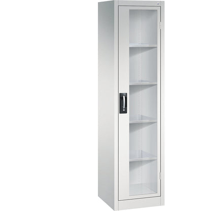 Vision panel double door cupboard, HxWxD 1950 x 502 x 500 mm, 4 shelves, light grey / light grey.