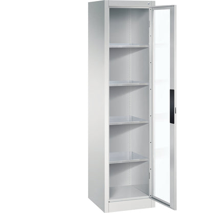 Vision panel double door cupboard, HxWxD 1950 x 502 x 500 mm, 4 shelves, light grey / light grey.