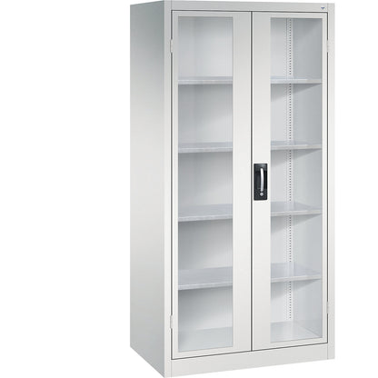 Vision panel double door cupboard, HxWxD 1950 x 930 x 600 mm, 4 shelves, light grey / light grey.