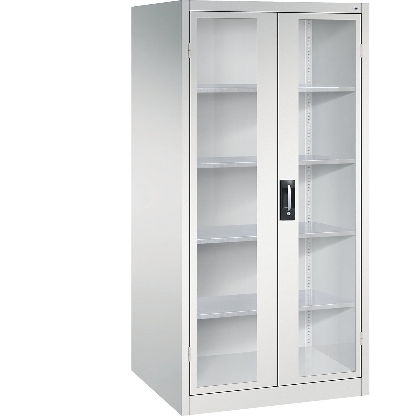 Vision panel double door cupboard, HxWxD 1950 x 930 x 800 mm, 4 shelves, light grey / light grey.