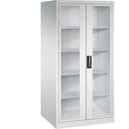 Vision panel double door cupboard, HxWxD 1950 x 930 x 800 mm, 4 shelves, light grey / light grey.