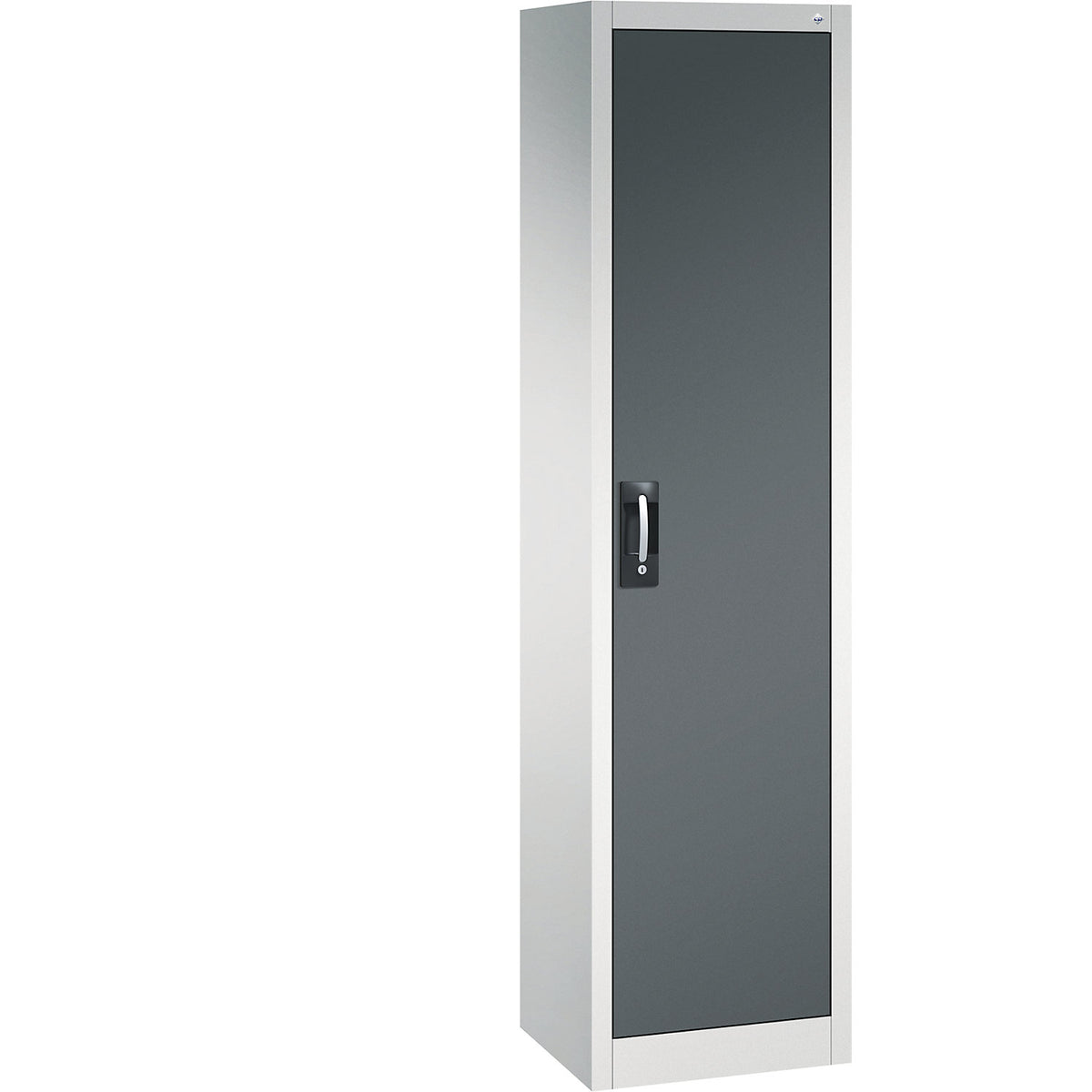 Workshop double door cupboard, HxWxD 1950 x 502 x 400 mm, light grey / charcoal.