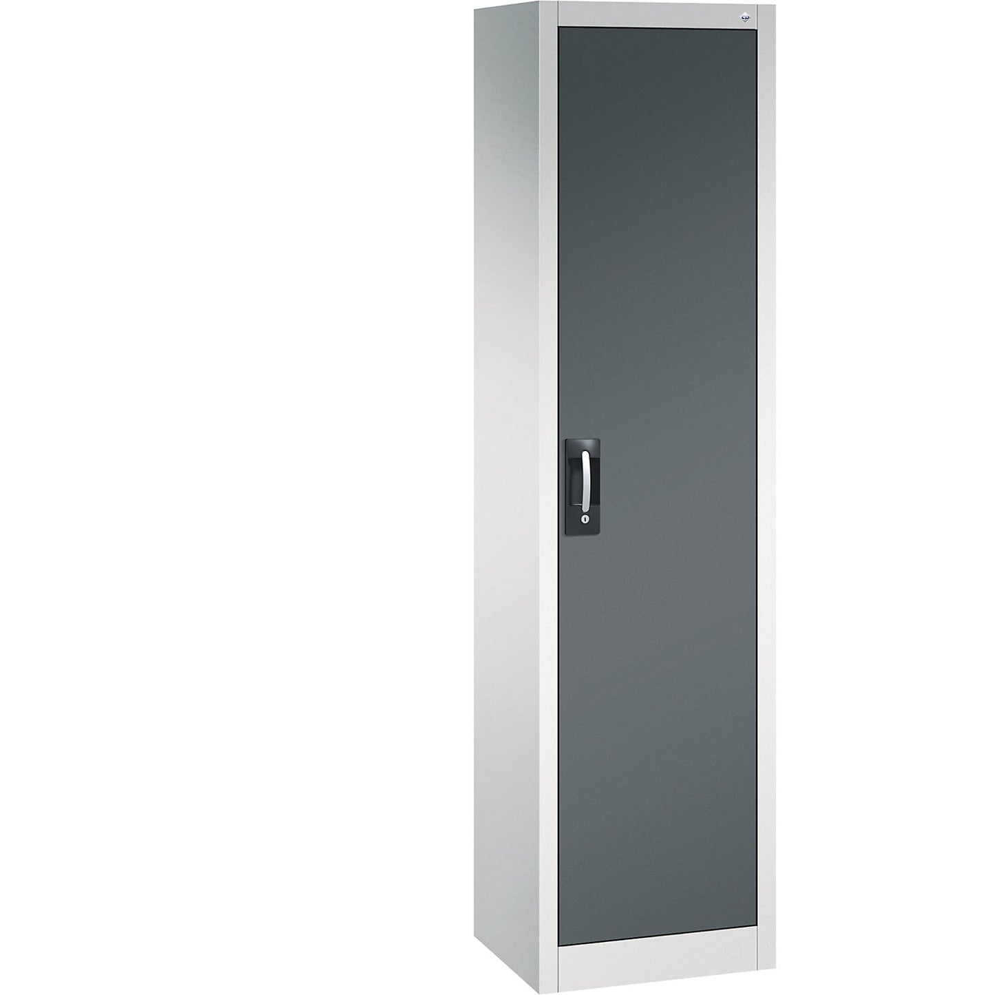 Workshop double door cupboard, HxWxD 1950 x 502 x 400 mm, light grey / charcoal.