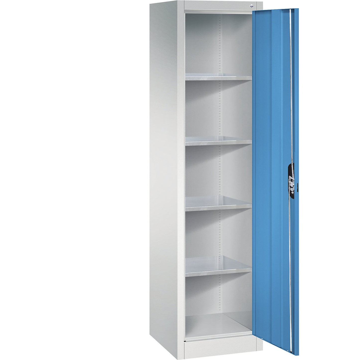 Workshop double door cupboard, HxWxD 1950 x 502 x 500 mm, light grey / light blue.