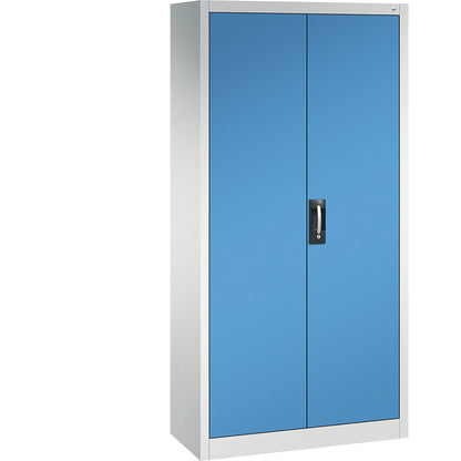 Workshop double door cupboard, HxWxD 1950 x 930 x 400 mm, light grey / light blue.